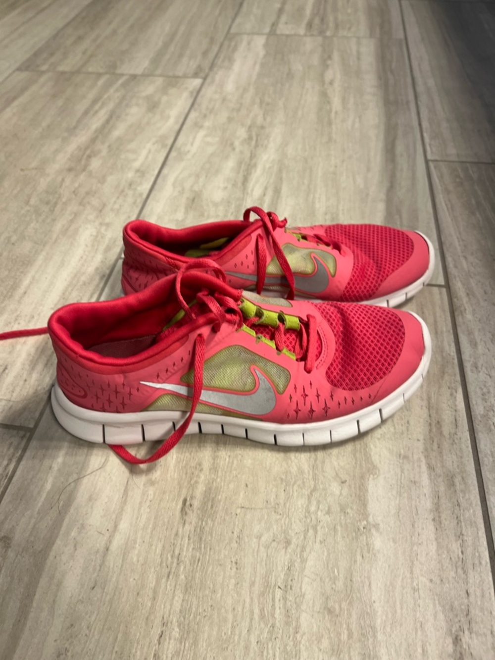 Nike Pink and Lime Green Athletic Sneakers